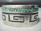 Rare Double Technique Vintage Native American Navajo Green Turquoise Sterling Silver Bracelet-Nativo Arts