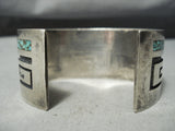 Rare Double Technique Vintage Native American Navajo Green Turquoise Sterling Silver Bracelet-Nativo Arts