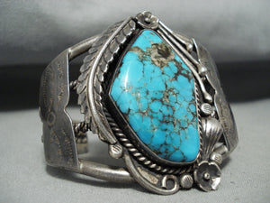 Rare Earlier Vintage Native American Navajo Morenci Turquoise Sterling Silver Bracelet-Nativo Arts