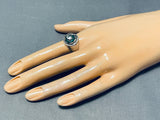 Rare Earlier Vintage Native American Zuni Turquoise Snake Sterling Silver Ring Old-Nativo Arts
