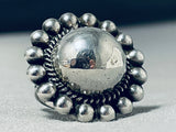 Rare Early 1900's Button Sterling Silver Domed Vintage Native American Navajo Ring-Nativo Arts