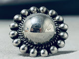 Rare Early 1900's Button Sterling Silver Domed Vintage Native American Navajo Ring-Nativo Arts