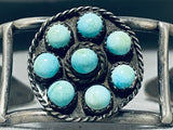 Rare Early Satellite Turquoise Cluster Vintage Native American Navajo Sterling Silver Bracelet-Nativo Arts