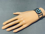 Rare Early Satellite Turquoise Cluster Vintage Native American Navajo Sterling Silver Bracelet-Nativo Arts