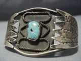 Rare Flanks! Vintage Native American Jewelry Navajo Green Turquoise Sterling Silver Cuff Bracelet-Nativo Arts