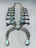 Rare Gilber Turquoise Vintage Native American Navajo Sterling Silver Squash Blossom Necklace-Nativo Arts