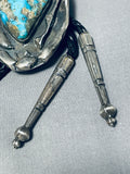 Rare Gilbert Turquoise Vintage Native American Navajo Sterling Silver Bolo Tie-Nativo Arts