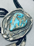 Rare Gilbert Turquoise Vintage Native American Navajo Sterling Silver Bolo Tie-Nativo Arts