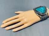 Rare Gilbert Turquoise Vintage Native American Navajo Sterling Silver Bracelet Old-Nativo Arts