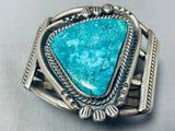 Rare Gilbert Turquoise Vintage Native American Navajo Sterling Silver Bracelet Old-Nativo Arts