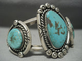 Rare Green Old Morenci Turquoise Vintage Navajo Sterling Native American Jewelry Silver Bracelet Old-Nativo Arts