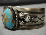 Rare High Grade Vintage Native American Navajo Royston Turquoise Sterling Silver Bracelet Old-Nativo Arts