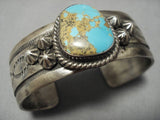 Rare High Grade Vintage Native American Navajo Royston Turquoise Sterling Silver Bracelet Old-Nativo Arts