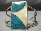 Rare Lee Family Vintage Native American Navajo Spiderweb Turquoise Sterling Silver Bracelet Old-Nativo Arts