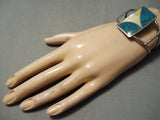 Rare Lee Family Vintage Native American Navajo Spiderweb Turquoise Sterling Silver Bracelet Old-Nativo Arts