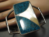 Rare Lee Family Vintage Native American Navajo Spiderweb Turquoise Sterling Silver Bracelet Old-Nativo Arts
