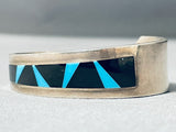 Rare Matching Set Vintage Native American Navajo Turquoise Inlay Sterling Silver Bracelet-Nativo Arts