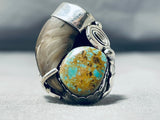 Rare Native American Navajo Royston Turquoise Sterling Silver Bear Ring-Nativo Arts