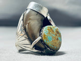 Rare Native American Navajo Royston Turquoise Sterling Silver Bear Ring-Nativo Arts