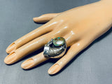 Rare Native American Navajo Royston Turquoise Sterling Silver Bear Ring-Nativo Arts