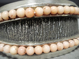 Rare Navajo Native American Orange Coral Sterling Silver Bracelet-Nativo Arts
