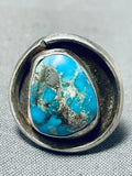 Rare Old Morenci Turquoise Vintage Native American Navajo Sterling Silver Ring-Nativo Arts