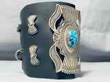 Rare Ranger Buckle Vintage Native American Navajo Turquoise Sterling Silver Ketoh Bracelet-Nativo Arts
