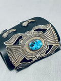 Rare Ranger Buckle Vintage Native American Navajo Turquoise Sterling Silver Ketoh Bracelet-Nativo Arts