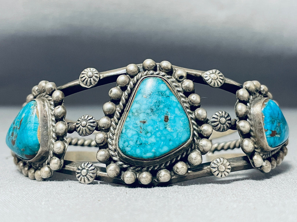アクセサリー Vintage Navajo Turquoise Silver Bracelet old-navajo-morenci-turquoise-