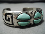 Rare Rick Tsosie Vintage Native American Navajo Mint Green Turquoise Sterling Silver Bracelet-Nativo Arts