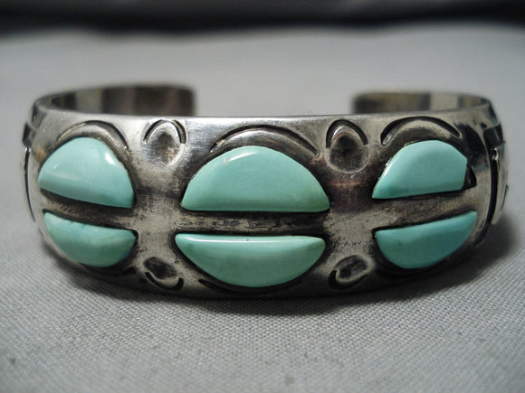 Rare Rick Tsosie Vintage Native American Navajo Mint Green Turquoise Sterling Silver Bracelet-Nativo Arts