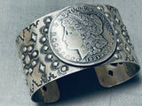Rare San Felipe Signed Silver Dollar Sterling Silver Large Bracelet-Nativo Arts