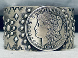 Rare San Felipe Signed Silver Dollar Sterling Silver Large Bracelet-Nativo Arts