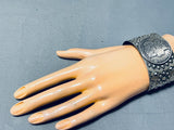 Rare San Felipe Signed Silver Dollar Sterling Silver Large Bracelet-Nativo Arts