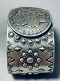Rare San Felipe Signed Silver Dollar Sterling Silver Large Bracelet-Nativo Arts