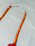 Rare Signed Colossal Coral Vintage Native American Navajo Sterling Silver Necklace-Nativo Arts