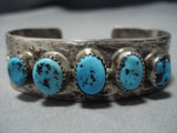 Rare Sky Blue Turquoise Vintage Native American Jewelry Navajo Sterling Silver Bracelet Cuff-Nativo Arts