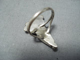 Rare Squash Blossom Vintage Native American Navajo Turquoise Sterling Silver Ring Old-Nativo Arts