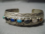 Rare Stone Sapmling Vintage Native American Navajo Turquoise Sterling Silver Bracelet Old-Nativo Arts