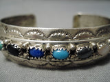 Rare Stone Sapmling Vintage Native American Navajo Turquoise Sterling Silver Bracelet Old-Nativo Arts