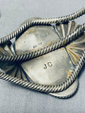 Rare Technique Vintage Native American Zuni Royston Turquoise Coiled Sterling Silver Bracelet-Nativo Arts