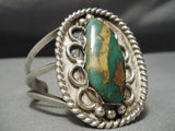 Rare Towering Vintage Native American Navajo Royston Turquoise Sterling Silver Bracelet Old-Nativo Arts