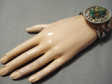Rare Towering Vintage Native American Navajo Royston Turquoise Sterling Silver Bracelet Old-Nativo Arts