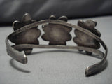 Rare Turquoise!! Vintage Native American Navajo Basalt Turquoise Sterling Silver Bracelet Old-Nativo Arts