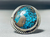 Rare Turquoise Vintage Native American Navajo Bisbee Turquoise Sterling Silver Ring-Nativo Arts