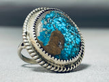 Rare Turquoise Vintage Native American Navajo Bisbee Turquoise Sterling Silver Ring-Nativo Arts