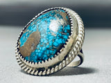 Rare Turquoise Vintage Native American Navajo Bisbee Turquoise Sterling Silver Ring-Nativo Arts
