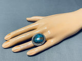 Rare Turquoise Vintage Native American Navajo Bisbee Turquoise Sterling Silver Ring-Nativo Arts