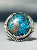 Rare Turquoise Vintage Native American Navajo Bisbee Turquoise Sterling Silver Ring-Nativo Arts