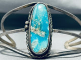 Rare Turquoise Vintage Native American Navajo Gilbert Sterling Silver Bracelet-Nativo Arts